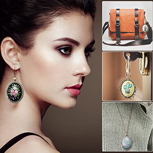 ZOCONE 4 Packs Embroidery Necklace Kits, Embroidery Pendant Kit Mini Cross Stitch Kit with Hoop, Necklace, Pendant, Stamped Pattern Cloth, Instructions, etc. Embroidery Kits for Adults - color: 4 Packs-D