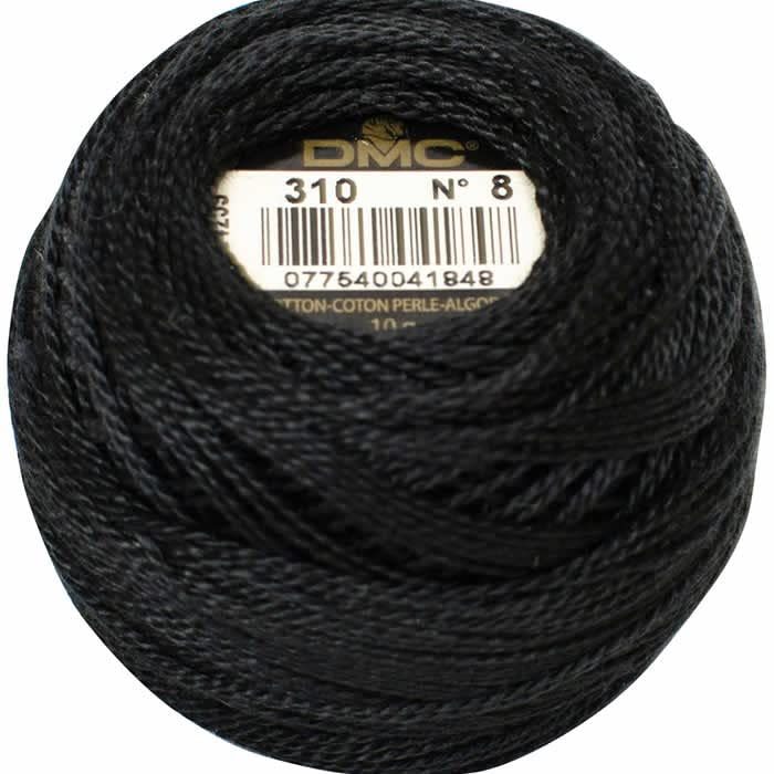 DMC Pearl Cotton Black Thread Balls-3 Packs, Size 8, DMC 116 8-310, 95 Yards,% 100 Cotton, INCELER Bundles - color: Black 3 Packs