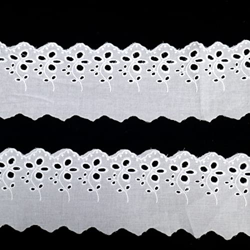 Eyelet Lace Trim 7 Yards White Cotton Lace Ribbon Embroidery Embroidery Scalloped Lace for Sewing, Baby Clothes, Pets Clothes… - color: 2#