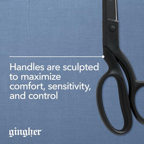 Gingher 8" Featherweight Bent Handle Fabric Scissors, Black Nylon Handles