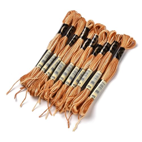 Cross Stitch Floss 10 Skeins Variegated Embroidery String 6 Strands Segment Dyed Polyester for Friendship Bracelet Needlepoint Sewing Knitting Crafts (Orange) - color: Orange