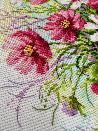 RIOLIS 2228 Watercolor Cosmos Counted Cross Stitch Kit 11.75 x 11.75 in