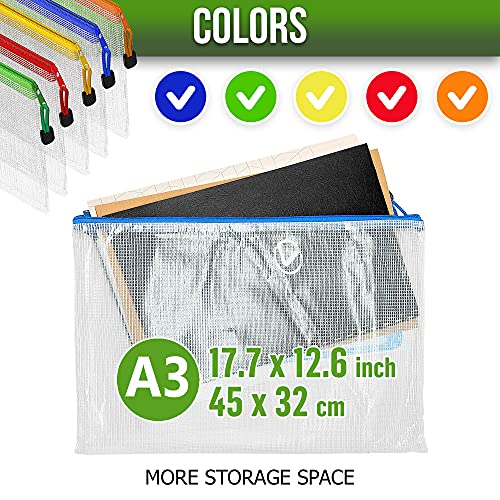 32 Pack Mesh Zipper Pouch Bags A3-17.7x12.6 - Plastic Zipper Pouches for Organizing - Board Game Bags - Puzzle Organizer Bag - Large Zippered Pouch Bag - Mesh Pouches with Zippered - Puzzle Storage - size: 32 Pack A3