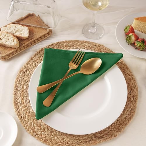 Blue Needles Solid Cloth Napkins 100% Cotton Set of 12-18 x 18 Inches - color: St Patrick's Green, size: 18" x 18" (Set of 12)