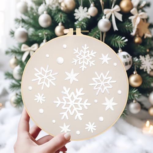 ORIGACH 8 Pcs DIY Christmas Snowflakes Embroidery Kit for Beginners - style: Snowflakes