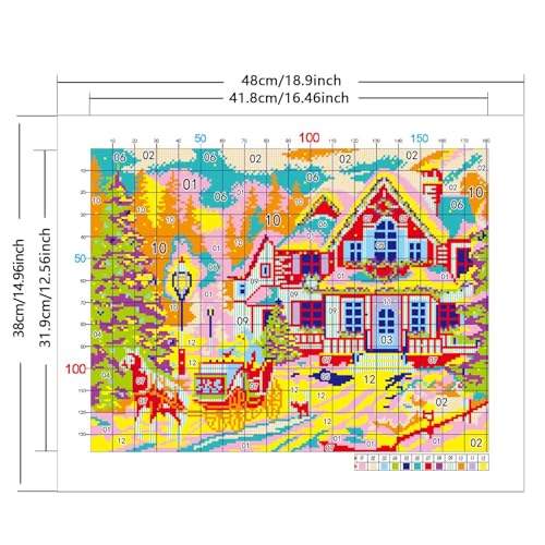 Zhenqing Christmas Snow Night Printed Cross Stitch Kit - 11CT 38x48cm with Threads, Needle & Pattern, No Hoop Needed for Beginners (65830) - color: 65830