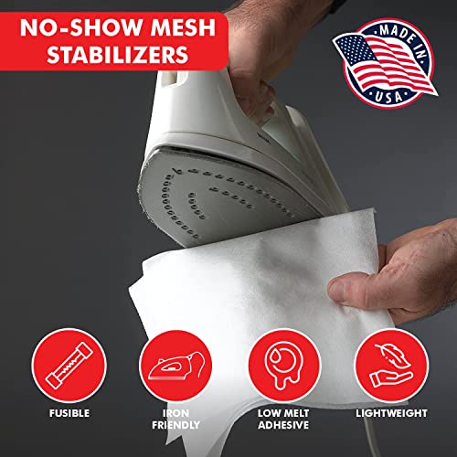 Superpunch Fusible Iron On No Show Mesh Stabilizer, White, 12 in x 25 yd - size: 12" x 25 yards roll