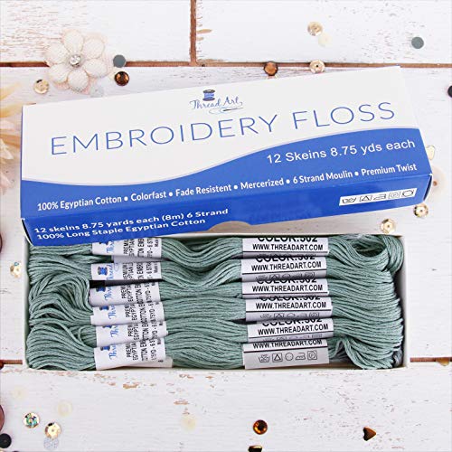 12 Skeins ThreadArt Cotton Embroidery Floss, Antique Grey - color: Antique Grey