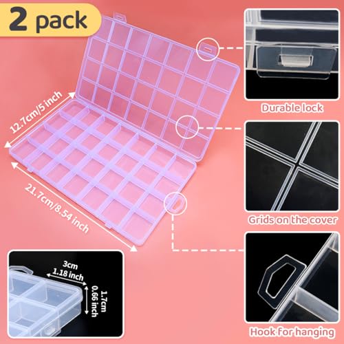 IOOLEEM Bead Organizer Box, 28 Grids 2 Pack Organizer Container Storage - size: 28 Grids (2 pack)