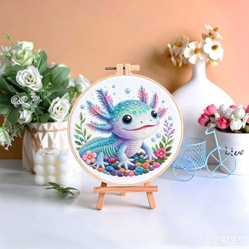 niurenmaoyi Axolotl Embroidery Kit for Adults,Needlepoint Kit - color: Embroidery Kits-0621-05