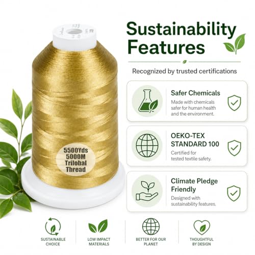 Simthread 5500Yds/5000M 40WT Polyester Embroidery Thread Brass 328 - color: Brass-328
