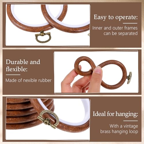Oqqlin 12 Pcs Small Embroidery Hoop, 3 Inch Imitation Wood Embroidery Hoops Round Rubber Cross Stitch Hoop Ring for Sewing, DIY, Craft, Hanging Ornaments - size: 3 Inch