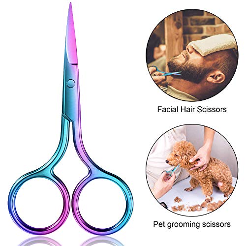 Mudder 3 Pack Small Eyebrow Nose Scissor Stainless Steel Scissor, Rainbow - color: Rainbow Color