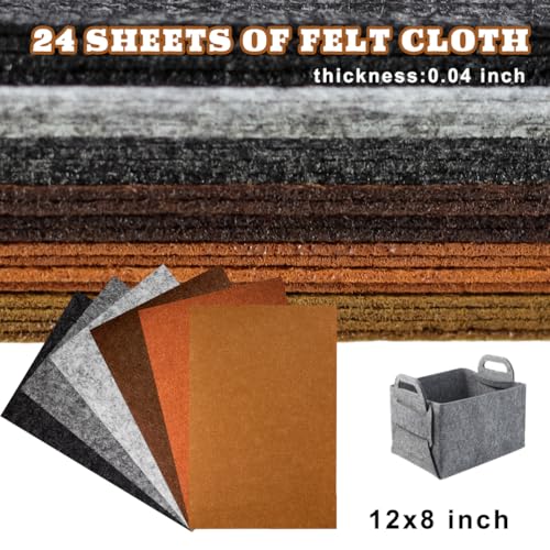 24 Pcs Felt Sheets for Crafts Felt Fabric Sheets, 8 Inch X 12 Inch Soft Brown Gray Craft Felt 1mm Thick A4 Stiff Felt Sheets for Patchwork (Brown Series) - color: Brown Series