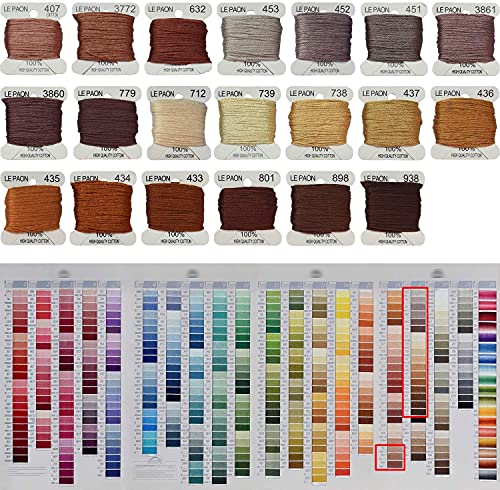 Embroidery Floss bobbins - Cross Stitch Threads - Friendship Bracelets Floss - Crafts Floss - 20 Bobbins Per Pack Embroidery Floss,Light Peach Flesh Gradient - color: 407-938