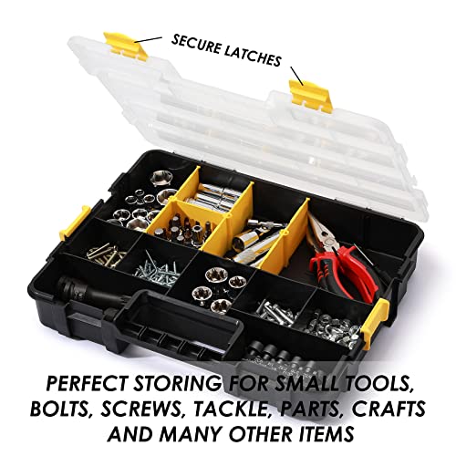 MIXPOWER 2 Pieces 34-Compartment Toolbox Organizer sets, 20 Removable Dividers, Black/Yellow, 2 Pieces Set, Excellent for Screws, Nuts, Small Parts (Pack of 2) - size: Black/Yellow (Pack of 2)