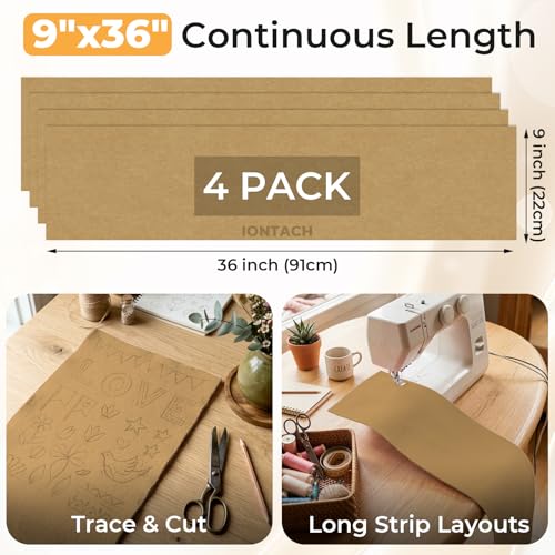 IONTACH 9" X 36" Soft Felt Sheets 1.6mm Thick (4 Packs, Tan) - color: Tan