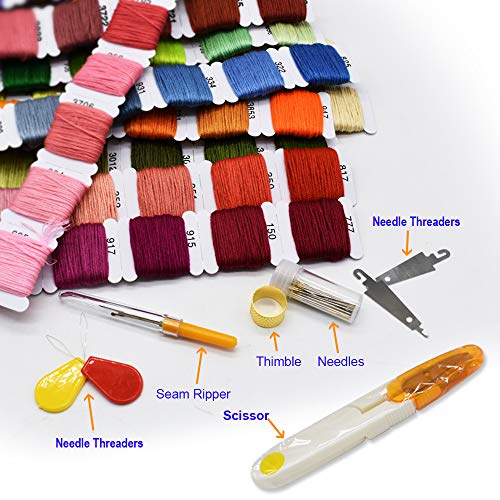 Embroidery Floss Cotton Threads Bracelet String with Organizer Storage Cross Stitch Tools Embroidery Kit for Beginners - Cross Stitch/Friendship Bracelets/Tassels/Crafts (50 Colors) - color: 50 Color