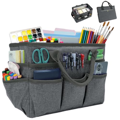 AKAYOK Art Supply Organizer with 11 Pockets, Caddy Organizer with Handle