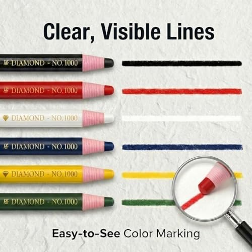 12-Pack 6color Grease Pencils Grease Pen China Markers for Glass Metal Wood - color: Black 6p + Red 6p