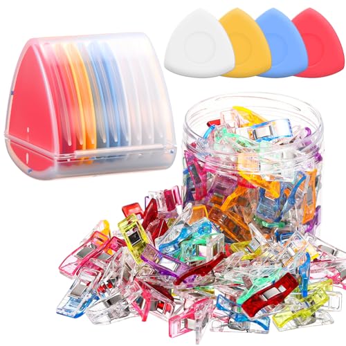 YooNotee 10 Pcs Tailors Chalk and 50 Pcs Sewing Clips Set, Fabric Markers