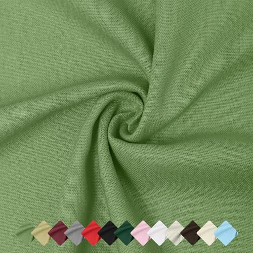 Linen Fabric | Natural Linen Cloth | Embroidery, Sewing | Soft, Breathable | 59" Wide | 50% Linen, 50% Rayon | Hemp, Jute, Needlework, Lining(2Y, Light Green) - color: Light Green, size: 2 Yard