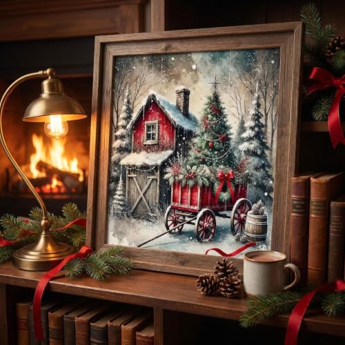 Christmas House Stamped Cross Stitch Kits for Beginners Adults 11CT - color: J187