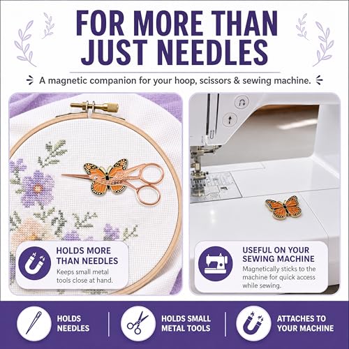 The Quilted Bear Magnetic Needle Minder, Small, Butterfly - color: Butterfly