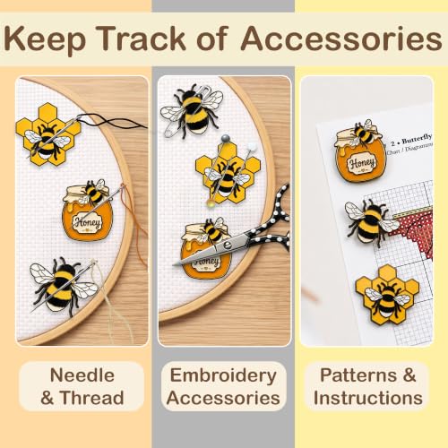 Kraftex Magnetic Needle Minder. Needleminder for Embroidery & Sewing. Cute Needlepoint Accessories. Magnetic Needle Holder for Cross Stitch. Cute Magnet Pin Gift - color: Bee