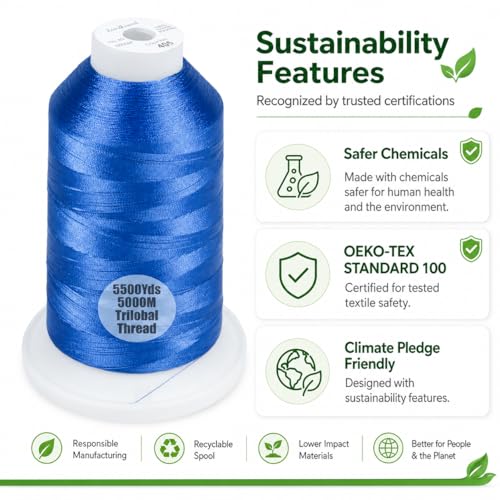 Simthread 5500Yds/5000M 40WT Polyester Embroidery Thread Blue 405 - color: Blue-405