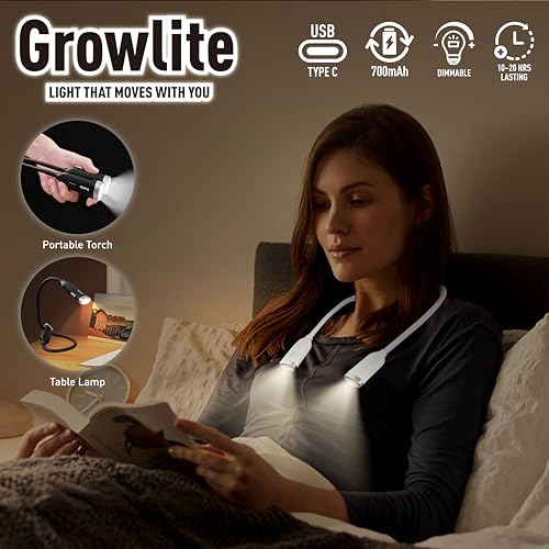 Neck Reading Light, 3 Color & Brightness Adjustable Book Light for Reading in Bed, Hands-Free, Lightweight, USB C Rechargeable, Eye-Caring, Perfect for Crafts, Camping, Kids & Adults (white) - color: White