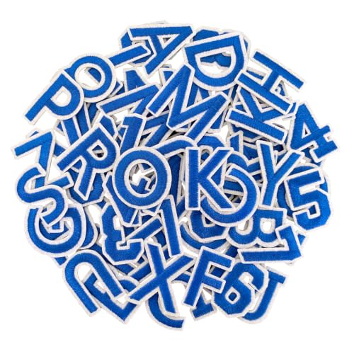 72 Pcs Iron On Letters & Numbers Patches for Tote Bags Hats Clothing Blue - color: Blue, size: Letters & Numbers