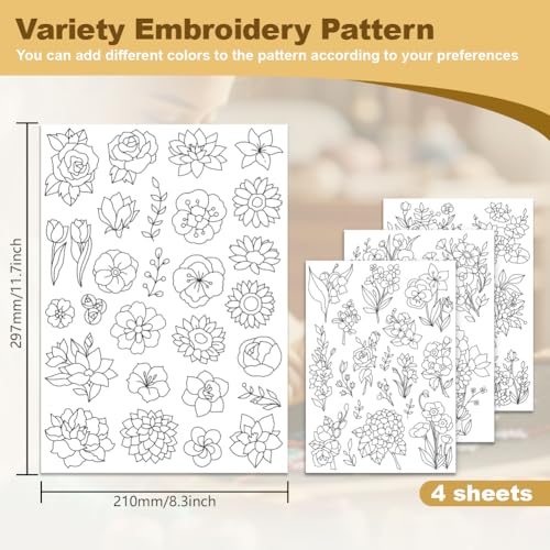 43Pcs Flower Leaf Water Soluble Hand Sewing Stabilizers - style: Various Flower