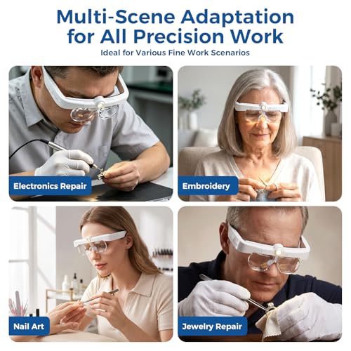 Magnifying Glass with Light, 1.5X-5.0X Magnifying Glasses, Headset