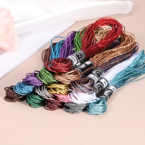 PATIKIL 6 Skeins Embroidery Floss, Metallic Embroidery Thread Nylon Threads Bracelets String for Cross-Stitch Hand Embroidery, Silver Tone - color: Silver Tone