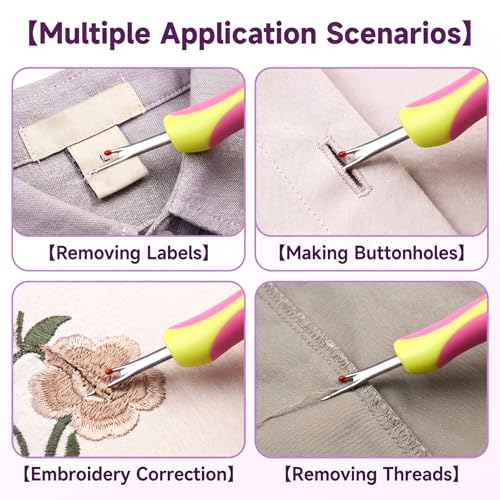 4 PCS Seam Ripper Tool Set, Seam Rippers for Sewing with Protective Caps Stitch Remover Tool Stretchable Quick Thread Cutter Hems for Knitting Embroidery Hand Quilling Cross Stitching Crafts Supplies