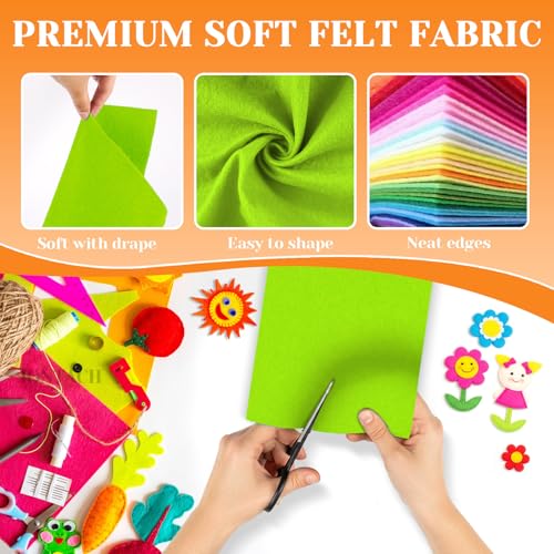 IONTACH 9" X 12" Soft Felt Sheets 1.6mm Thick (6 Packs, Apple Green) - color: Apple Green