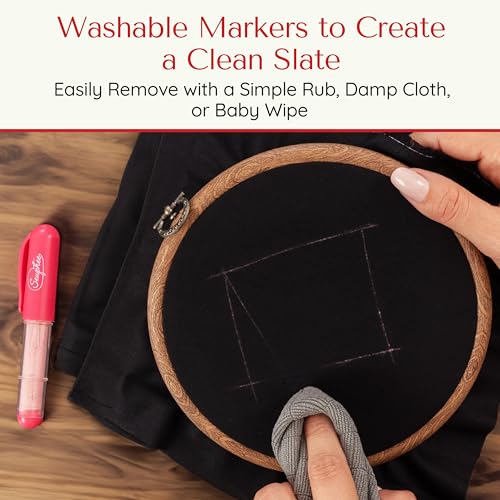 Fabric Markers for Sewing – Ergonomic Tailors Chalk Pen with Improved Dosing Wheel for Sharp Lines - Washable Sewing Chalk Marking Pens that are Compatible with Most Fabrics - Pink 1 Pack - color: Pink - 1 Pack