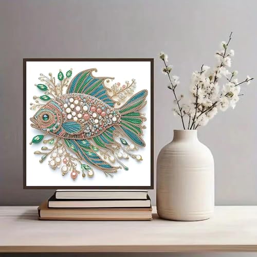 ZQEATRY Fish Animal Special Shape Diamond Art Kits for Adults,5D Diamond Painting Kits for Beginner,DIY Diamond Gem Art Crystal Rhinestones Dots Painting Kits for Home Wall Decor 11.8 X 11.8inch - color: XJ103