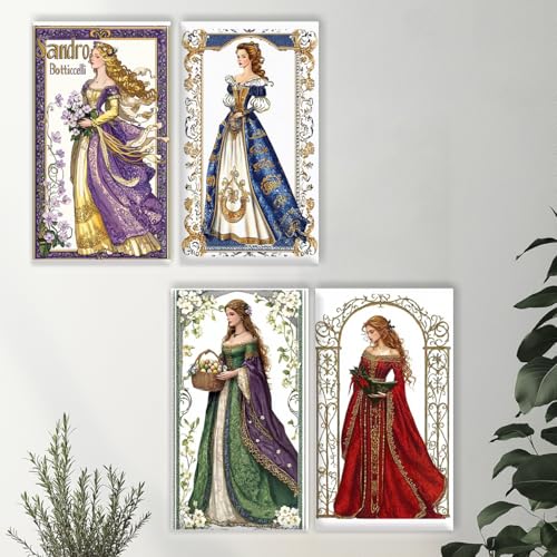 4 Pack Elegant Woman Stamped Cross Stitch Kits for Adults - Embroidery Kits for Beginners Adults,11 CT Patterns Dimensions Counted Cross Stitch Kits for Arts Craft Kits,16X28inch