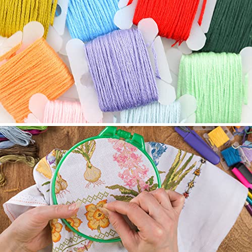 VICOVI 477 Skeins Embroidery Floss Kit 447 Vibrant Colors + 15 Black & 15 White Cross Stitch Thread Set with 20 Bobbins for Friendship Bracelets Sewing DIY Crafts - color: 447 multicolor + 30 White&Black