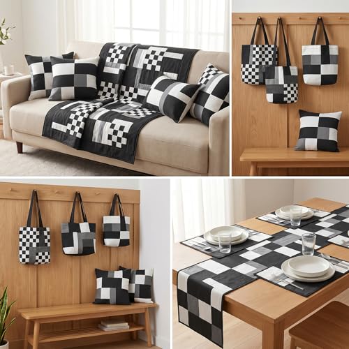 100 Pack 5-inch Cotton Fabric Squares, 5″ Precut Cotton Fabric Squares, Solids Black Charm Pack, Black - color: Black, size: 5″