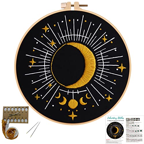 Louise Maelys Tarot Moon Embroidery Kit for Beginners Starry DIY Set - color: kit-3