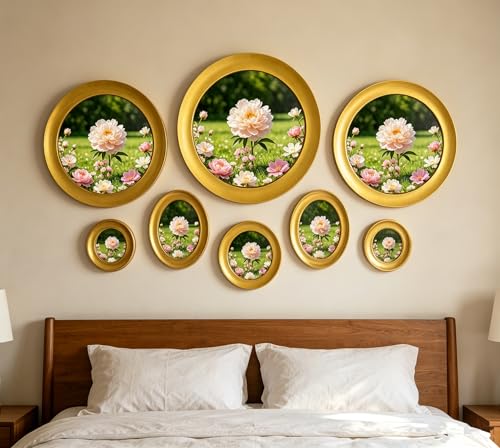 alfyng Round Photo Frame Wooden Wall Hanging Picture Frames Gold 6 inch - color: Gold, size: 6 inch