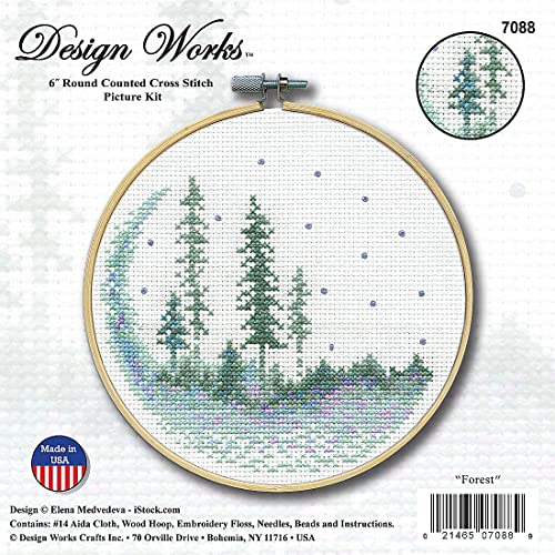 Forest Counted Cross Stitch Kit with Hoop