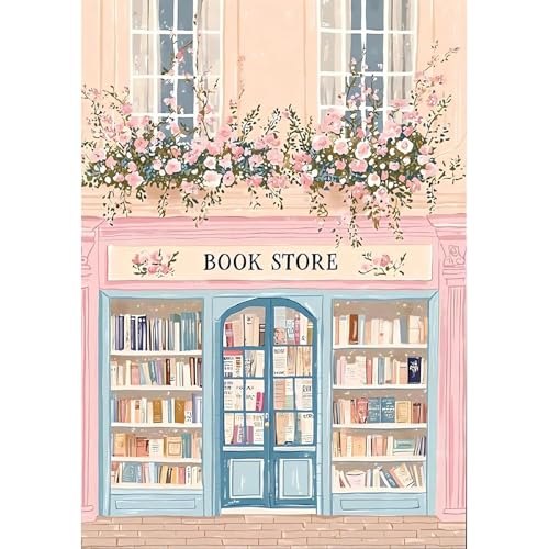 Stamped Cross Stitch Kits - Book Store Embroidery Starter Kit for Adult Beginners, 11CT Needlepoint Cross-Stitch Patterns Dimensions Kit 12×16 Inch - color: SZX-371-1