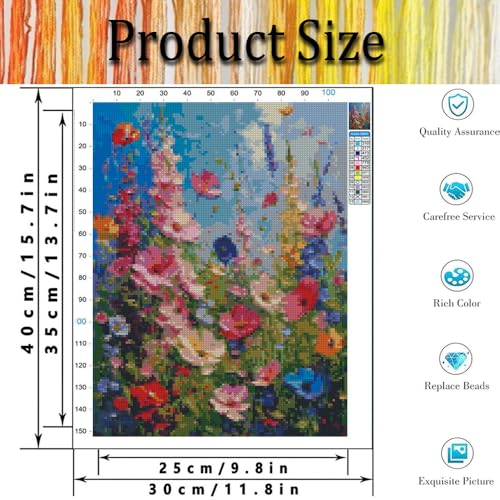 Tiwabb Wildflower Stamped Cross Stitch Kits for Adults Beginners - color: Wildflowers