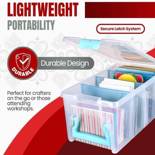 ArtBin Semi Satchel Craft Organizer with 3 Dividers, Aqua Accents - color: Clear, size: Pack of 1
