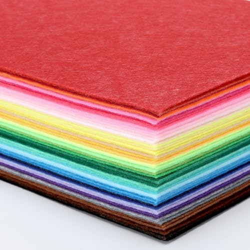 Thin Felt Fabric Sheets, Assorted Colors Stiff Felt Sheets for Crafts DIY Patchwork Sewing Projects Decoration (Stiff 50 Colors, 8×12 inches) - color: Stiff 50 Colors, size: 8 x 12 inches