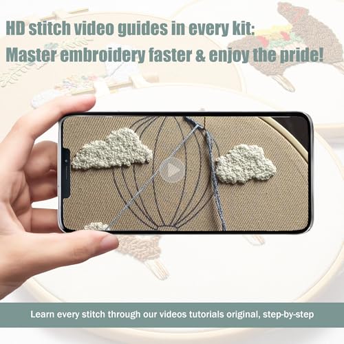 LX LERMX Embroidery Kits for Beginners, Adult Starter Cross Stitch Kit Needlepoint Complete DIY Kit with Unique Patterns, Hoop, Colorful Threads, Tools, Step by Step Instructions & Video Tutorial - color: Pattern 7 - 3PCS
